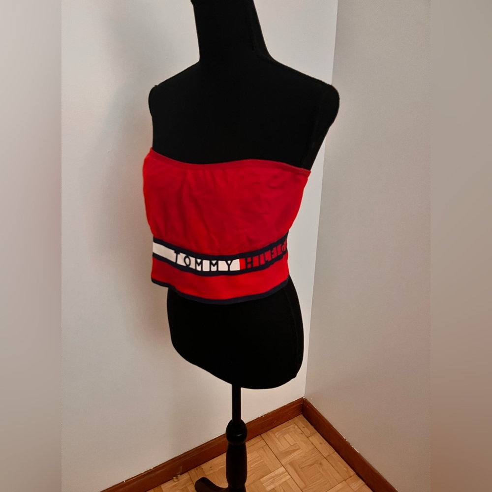 Tommy Hilfiger Red White and Blue strapless flair top